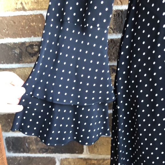 ZARA Black Midi Polka Dot Dress - Picture 4 of 8